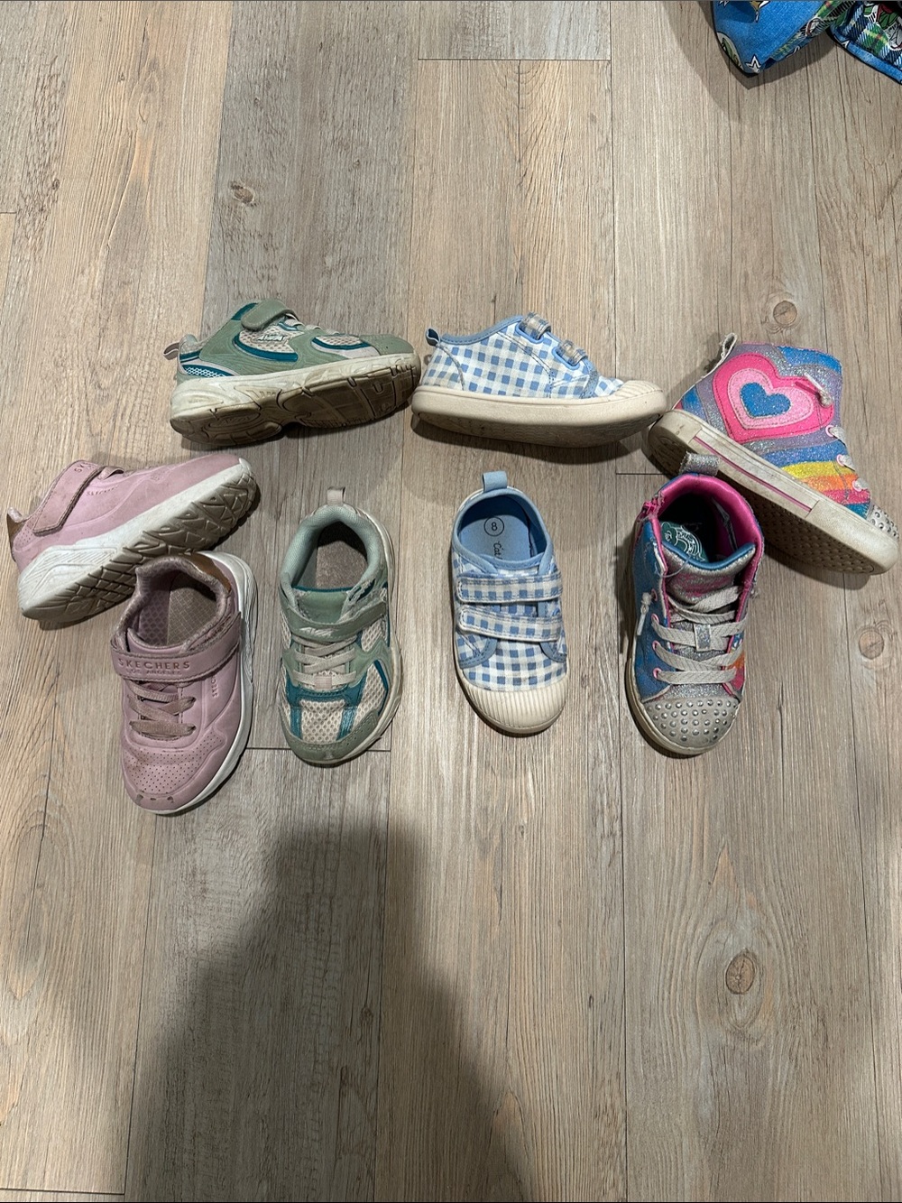 Skechers target avia toddler girl 8 bundle lot Athletic Sneaker twinkle toe